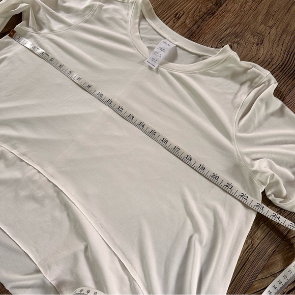 Ododos White Long Sleeve Soft Modal Top Pullover Thumb Holes Yoga Gym Crop Large - Picture 12 of 14